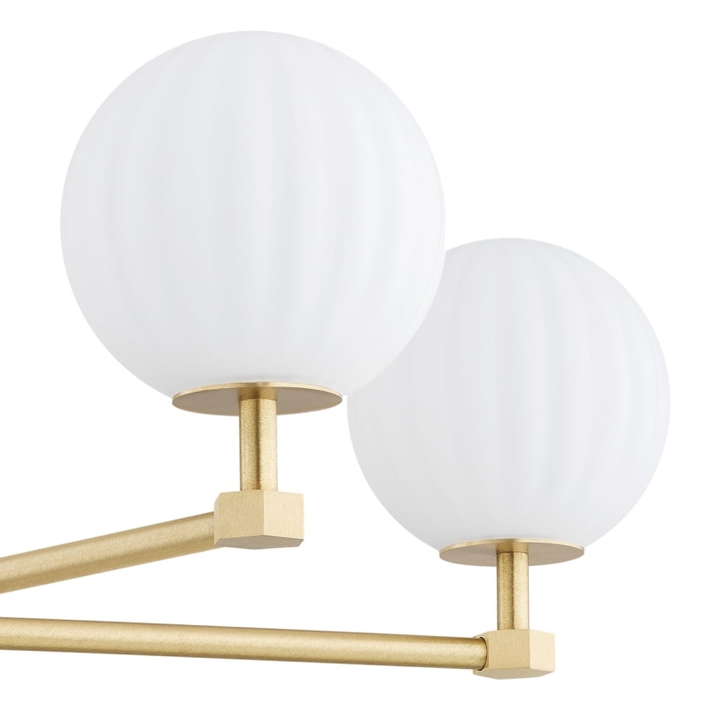 Pięcioramienny żyrandol mosiężny z kulami z mlecznego szkła ryflowanego PALOMA 5 - klosze.