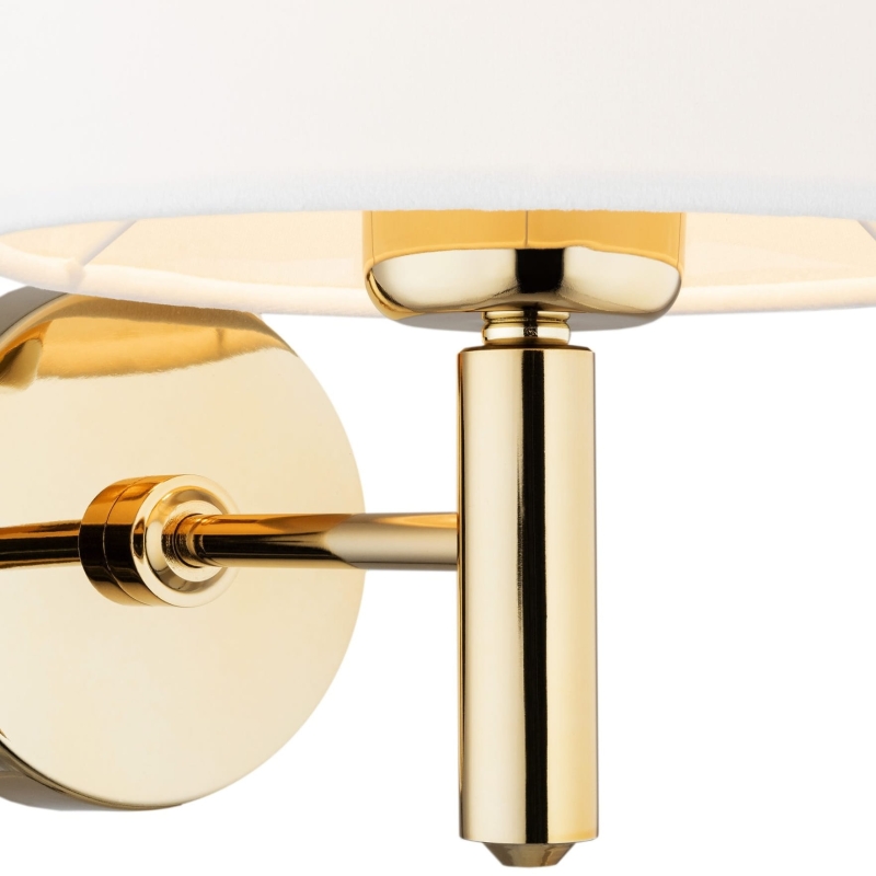 Złoty kinkiet ze stali mosiądzowanej w ciemnym odcieniu ze śmietankowym abażurem welurowym PONTE biały - wymiary.