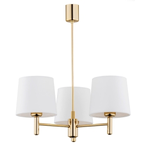 Złoty żyrandol PONTE PLUS 3 biały