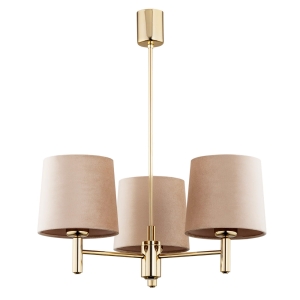 Złoty żyrandol PONTE PLUS 3 beż