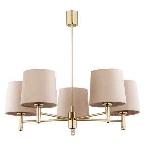 Złoty żyrandol PONTE PLUS 5 beż