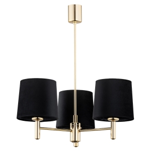 Złoty żyrandol PONTE PLUS 3 czarny