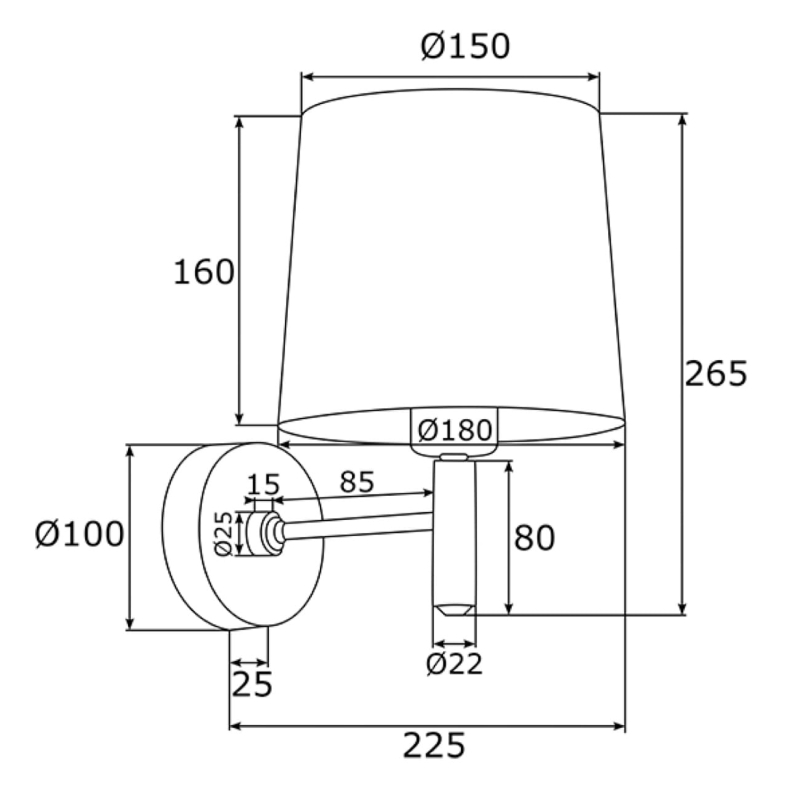 Złoty kinkiet ze stali mosiądzowanej w ciemnym odcieniu z błękitnym abażurem welurowym PONTE błękit.