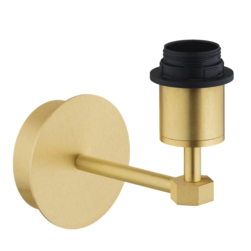 Mosiężny kinkiet szczotkowany z satynowym beżowo-złotym abażurem PRINCETON - konstrukcja.