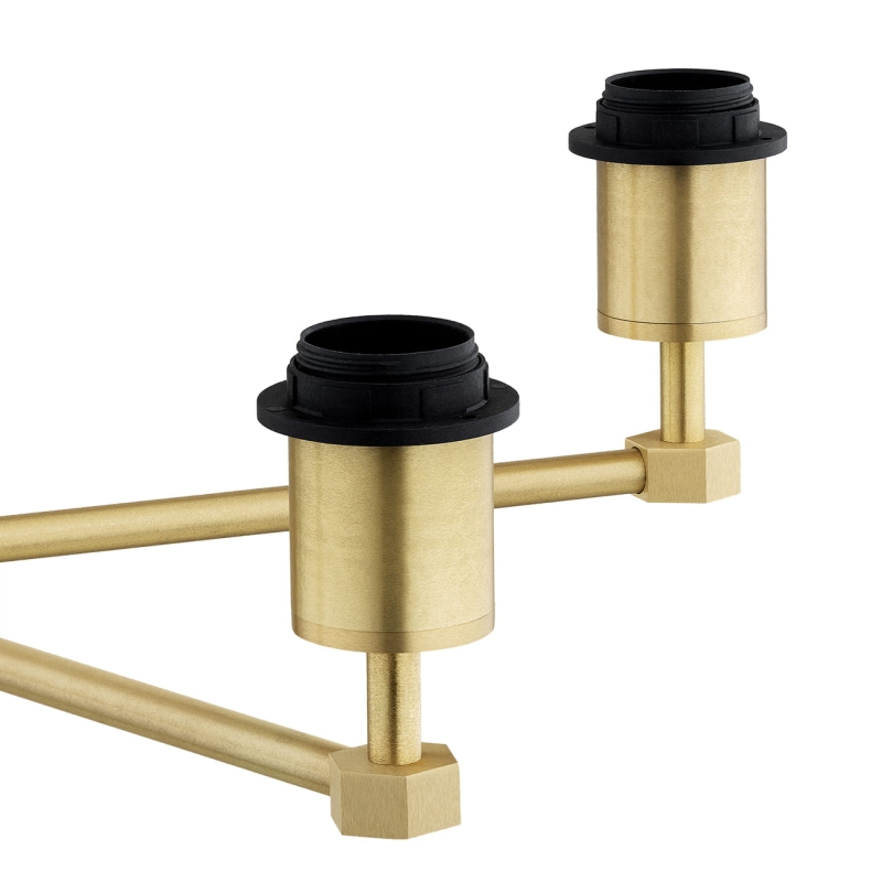 Mosiężny szczotkowany żyrandol pięcioramienny z satynowymi śliwkowymi abażurami PRINCETON 5 - oprawy.