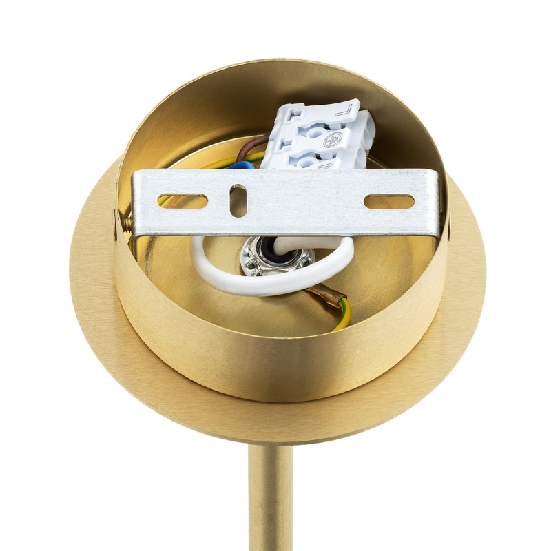 Mosiężny szczotkowany żyrandol ośmioramienny z satynowymi śliwkowymi abażurami PRINCETON 8 - podsufitka.