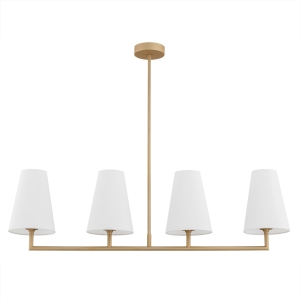 Złoty podłużny żyrandol SAFIANO biały