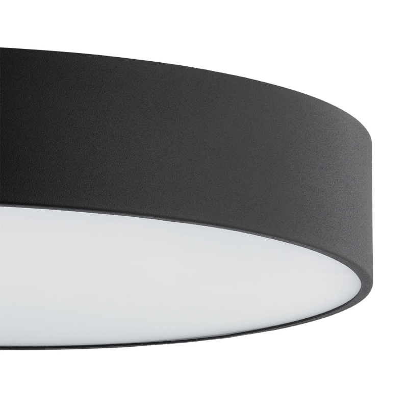 Okrągły metalowy plafon sufitowy z mleczną szybą o średnicy 45 cm DARLING - detal.