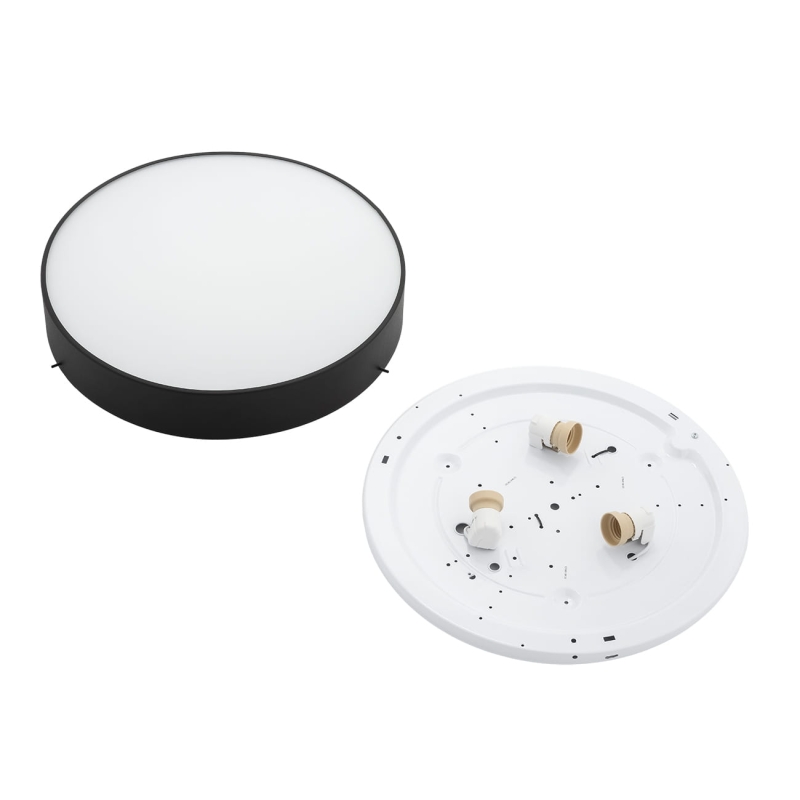 Okrągły metalowy plafon sufitowy z mleczną szybą o średnicy 45 cm DARLING - klosz i oprawa.