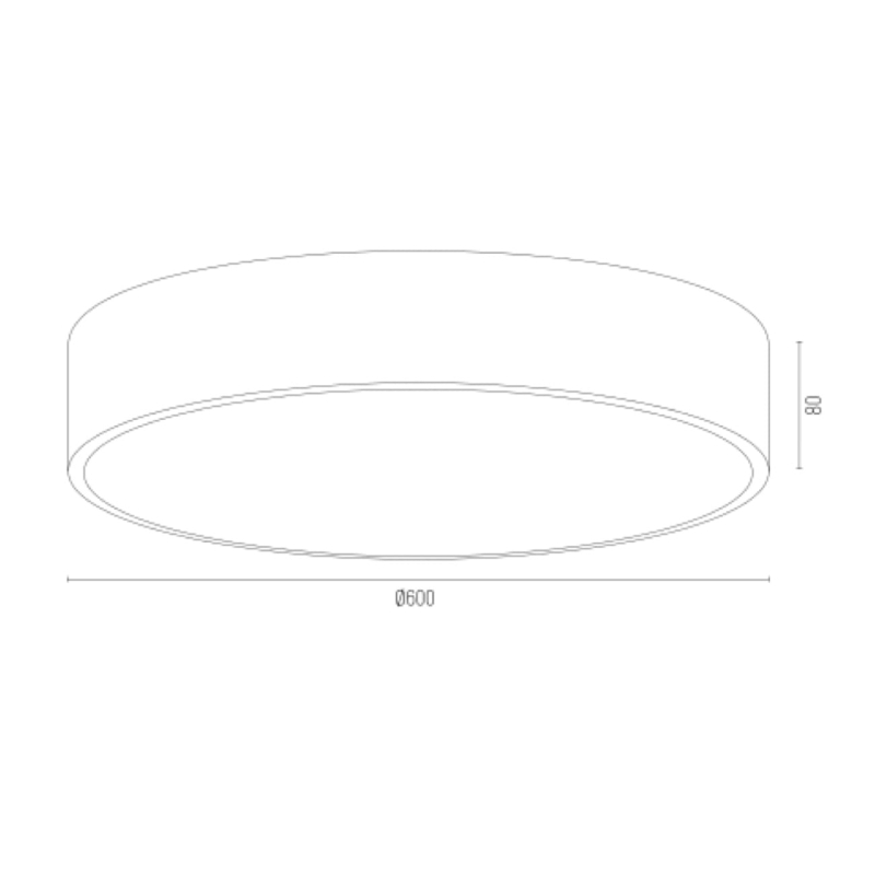 Duży okrągły metalowy plafon sufitowy z mleczną szybą o średnicy 60 cm DARLING - wymiary.
