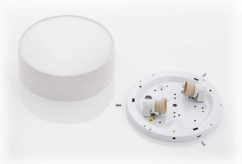 Mały plafon sufitowy biały okrągły z metalu o średnicy 25 cm DARLING - klosz i oprawa.