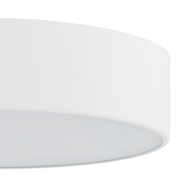 Prosty okrągły biały plafon metalowy z mlecznym szkłem DARLING 35 cm.