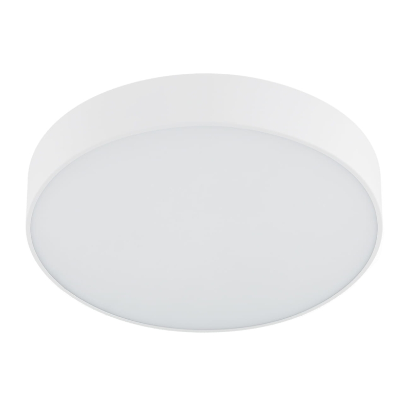 Duży okrągły biały plafon metalowy z mlecznym szkłem DARLING 60 cm.