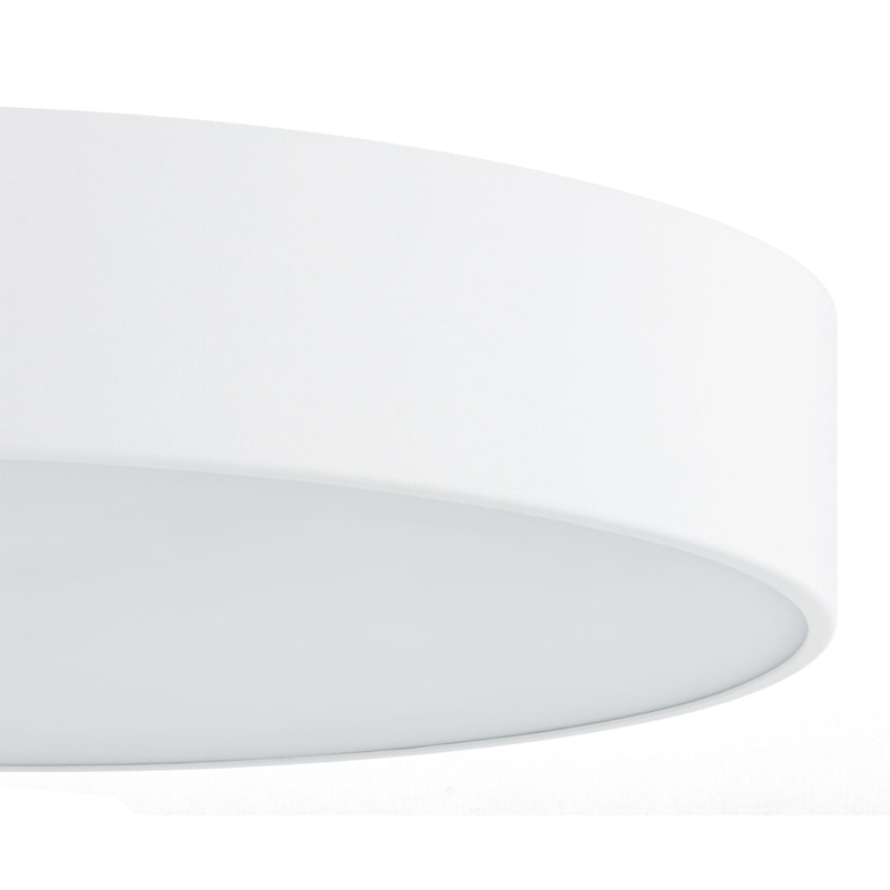 Duży okrągły biały plafon metalowy z mlecznym szkłem DARLING 60 cm.