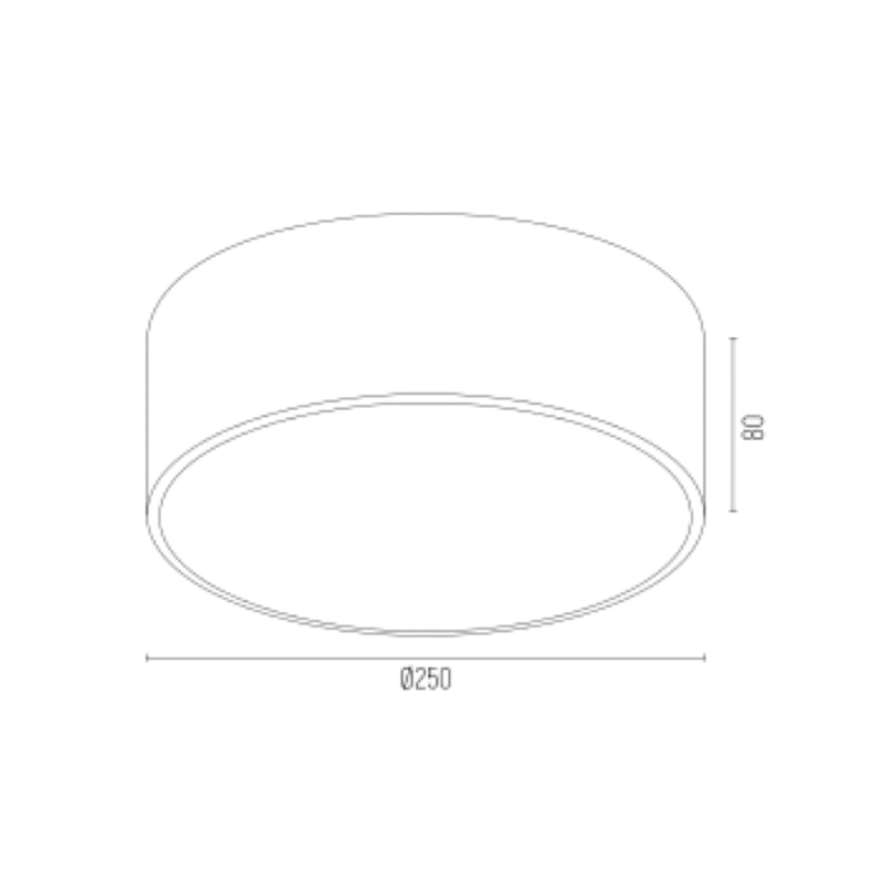 Mały złoty plafon okrągły z metalu o średnicy 25 cm w formie lampy sufitowej - wymiary.
