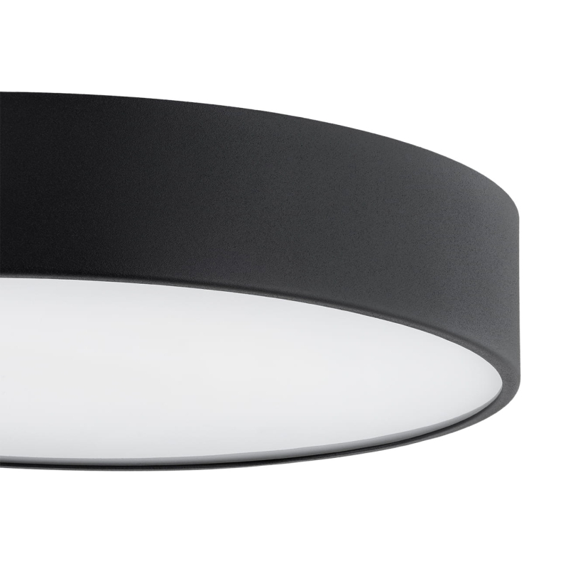 Okrągły czarny plafon sufitowy LED o średnicy 34 cm TIAMO - deta.