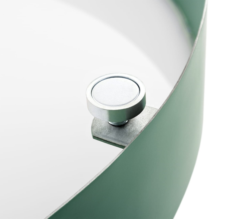 Okrągły zielony plafon sufitowy LED o średnicy 34 cm TIAMO - klosz montowany na magnesy.