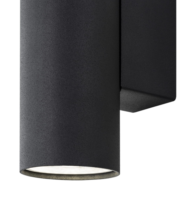 Minimalistyczy czarny kinkiet tuba światło góra-dół MITOS - detal.