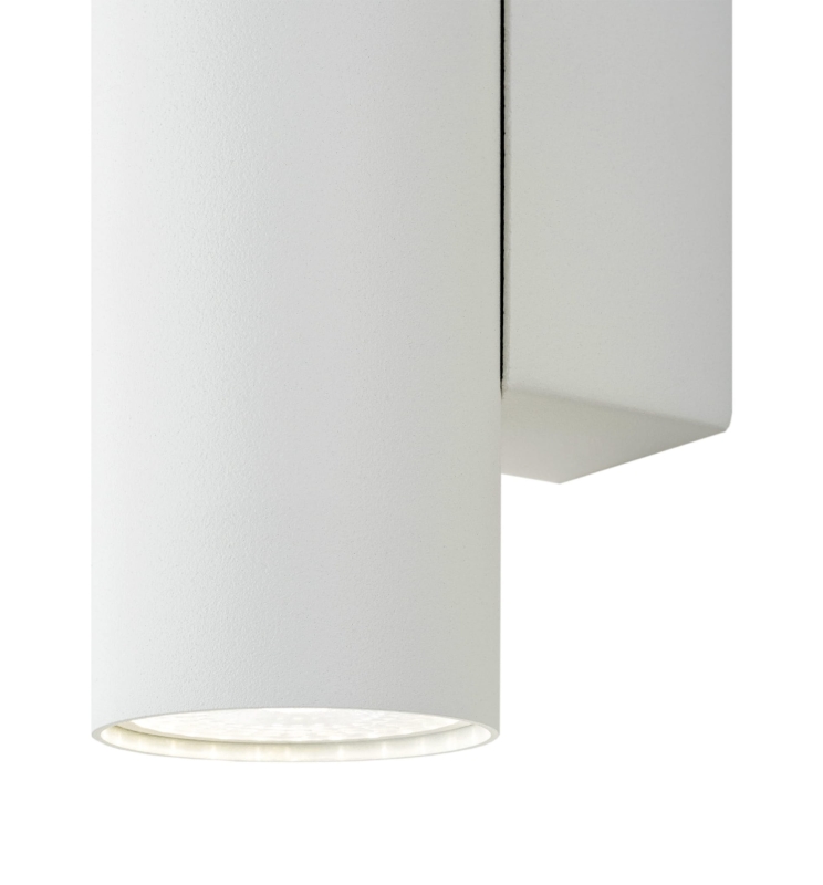 Minimalistyczny biały kinkiet tuba światło góra-dół MITOS - detal.