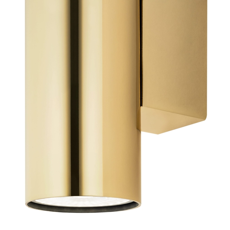 Minimalistyczny złoty kinkiet tuba w kolorze mosiądzu światło góra-dół MITOS - detal.