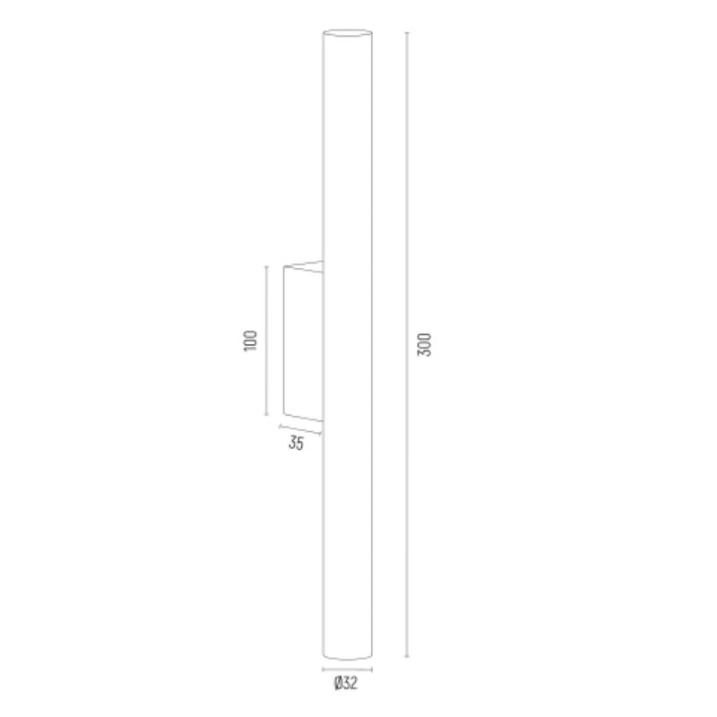 Minimalistyczy długi czarny kinkiet tuba światło góra-dół z modułem LED GRECO - wymiary.