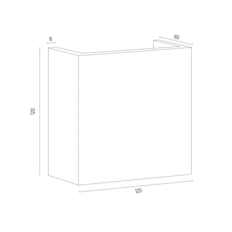 Czarny kwadratowy kinkiet GENT - wymiary.