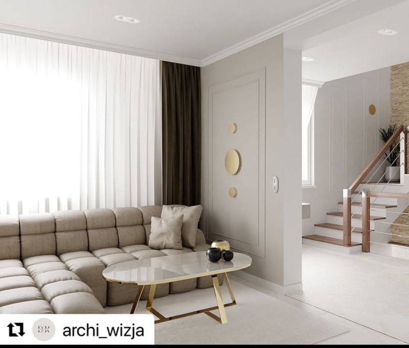 Okrągły złoty kinkiet podświetlany od tyłu OREGON L - aranżacja.