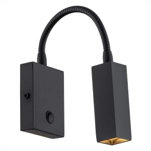 Regulowany czarny kinkiet z włącznikiem ROCKSTAR