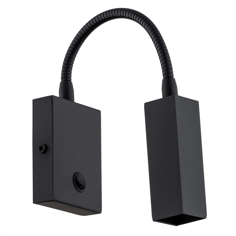 Czarny kinkiet lampka do czytania z włącznikiem i regulacją kąta padania światła ROCKSTAR. Lampka do czytania na wysięgniku.