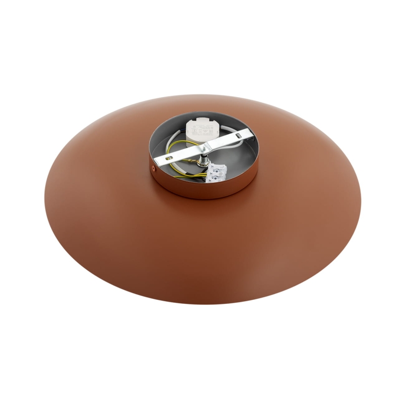 Pomarańczowy okrągły kinkiet talerz w kolorze terakoty BOLTON. - sposób montażu.