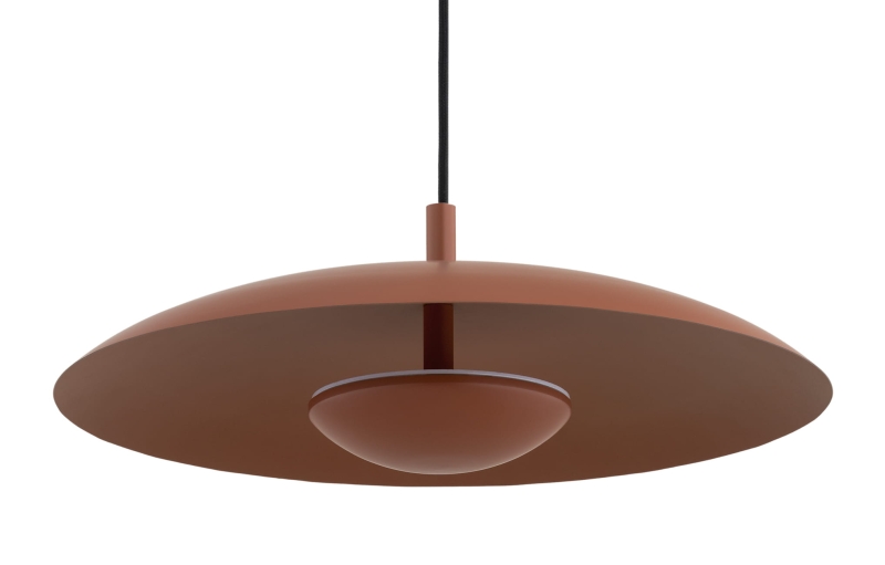 Minimalistyczna okrągła lampa wisząca LED w kolorze terakoty BOLTON.