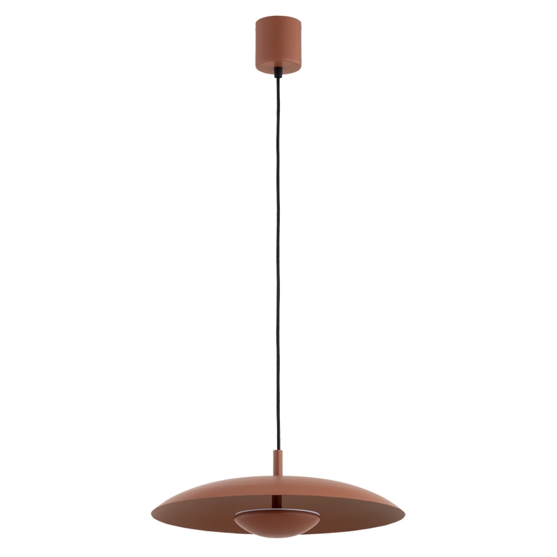 Minimalistyczna okrągła lampa wisząca LED w kolorze terakoty BOLTON.