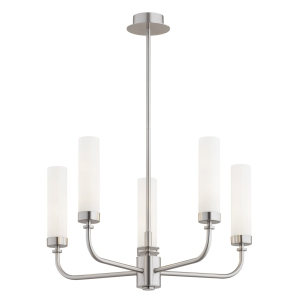 Srebrny żyrandol PRESTON 5 mleczne szkło