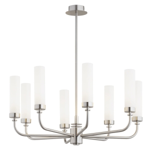 Srebrny żyrandol PRESTON 8 mleczne szkło