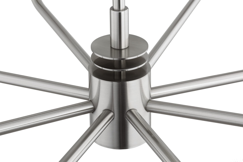 Srebrny niklowany żyrandol ośmioramienny z kloszami z mlecznego szkła PRESTON 8.