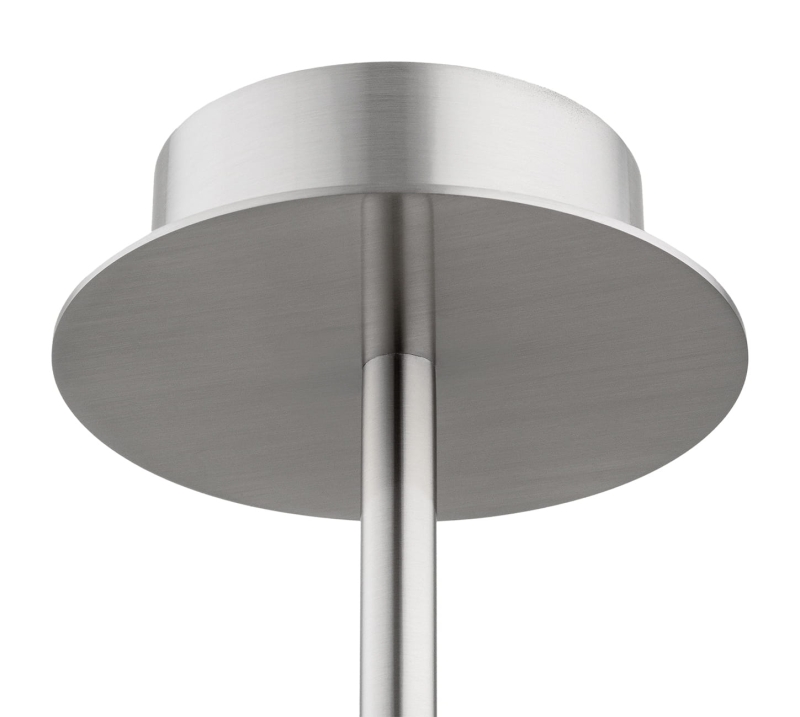 Duży srebrny niklowany żyrandol dwunastoramienny z kloszami z ryflowanego szkła PRESTON 12 - podsufitka.