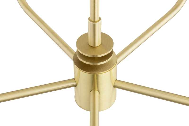 Mosiężny żyrandol pięcioramienny z kloszami z mlecznego szkła PRESTON 5.