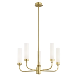 Mosiężny żyrandol PRESTON 5 mleczne szkło