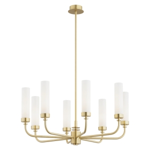 Mosiężny żyrandol PRESTON 8 mleczne szkło