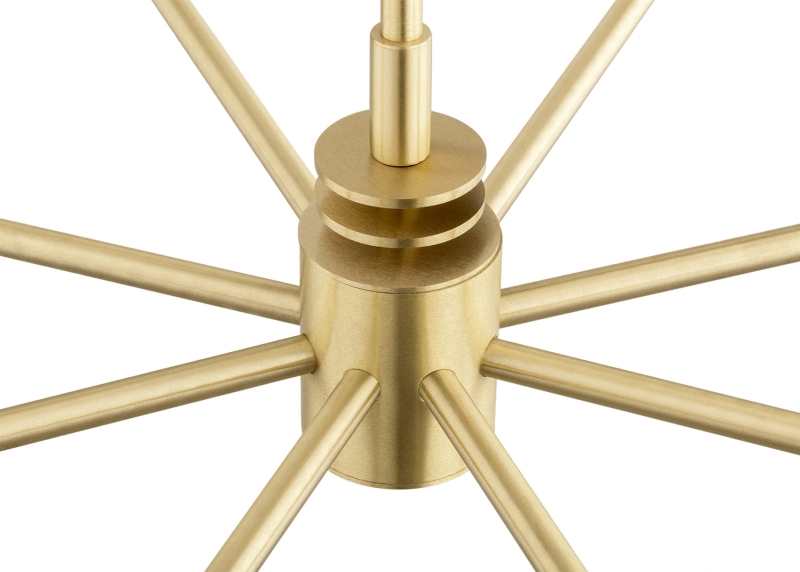 Mosiężny żyrandol ośmioramienny z kloszami z mlecznego szkła PRESTON 8.