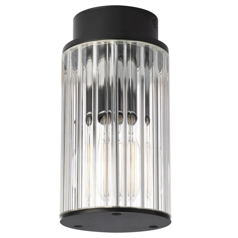 Czarna lampa sufitowa w kształcie tuby na taras i werandę NORFOLK.
