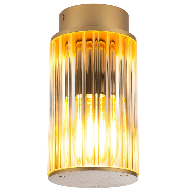 Złota lampa sufitowa w kształcie tuby na taras i werandę NORFOLK