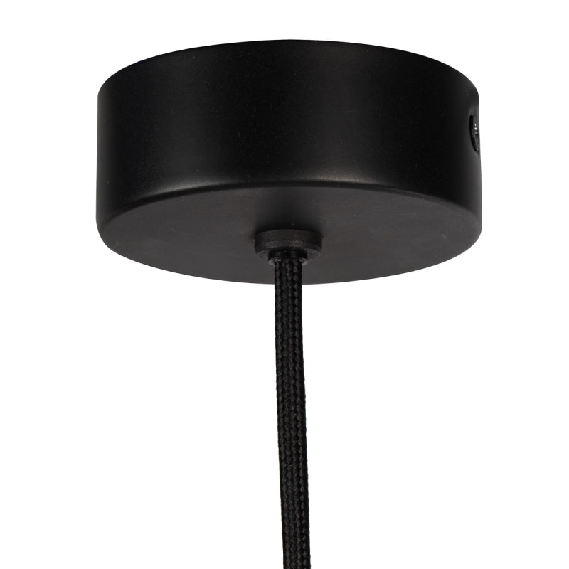 Czarna lampa wisząca ogrodowa z kloszem z ryflowanego szkła w kształcie tuby NORFOLK - podsufitka.
