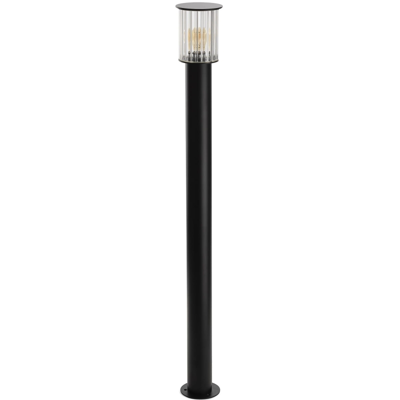 Czarna wysoka lampa słupek ogrodowy NORFOLK z aluminium i ryflowanego szkła.