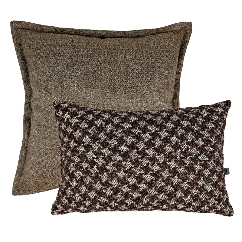 Brązowo-bordowy zestaw poszewek na poduszki No. 10.