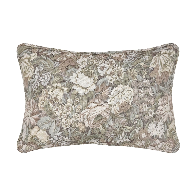 Mała prostokątna żakardowa poszewka w kwiaty w bladych kolorach w wymiarze 30x45 cm ROSA.