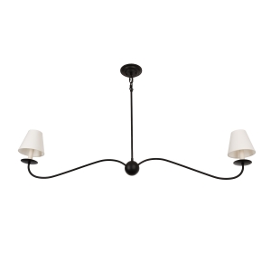 Czarny podłużny żyrandol z abażurami ELINEA biały