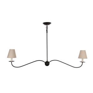 Czarny podłużny żyrandol z abażurami ELINEA len