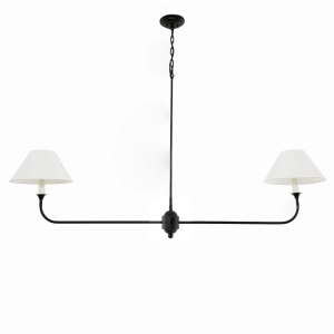 Czarny podłużny żyrandol z abażurami SHOWY biały