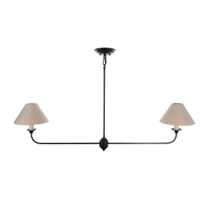 Czarny podłużny żyrandol z abażurami SHOWY len